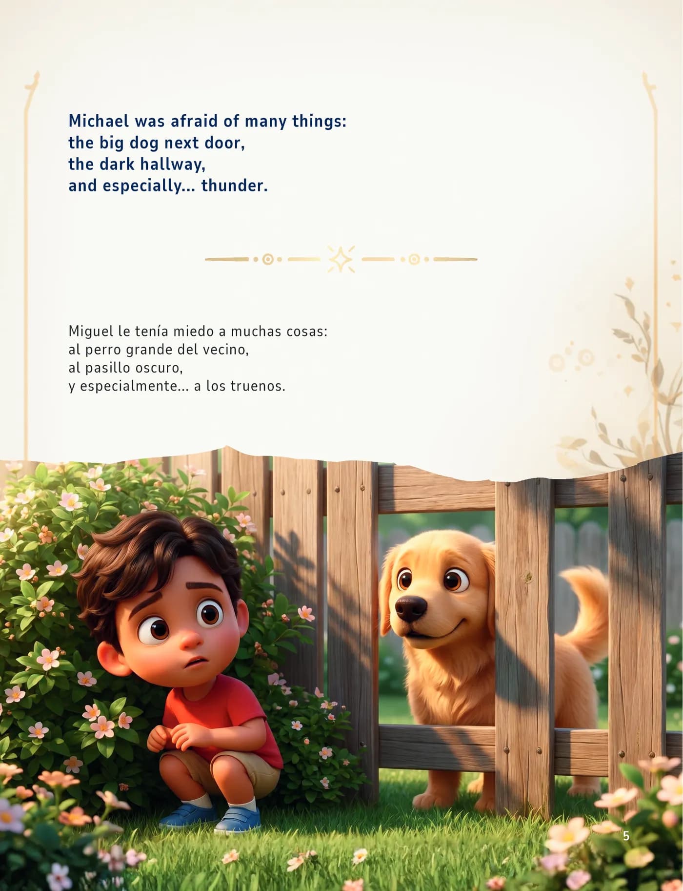 Interactive bilingual story page.